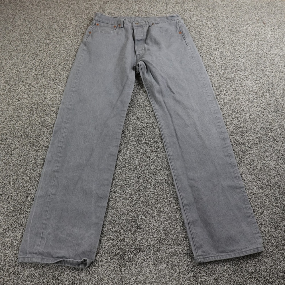 Levis Jeans Mens 34X32 Black Gray Denim Pants 501XX Button Fly Straight American